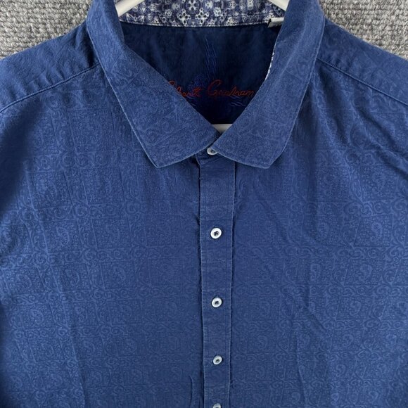 Robert Graham Blue 2XL Classic Fit Button Up Shirt Cotton Long Sleeve Paisley - Picture 1 of 14